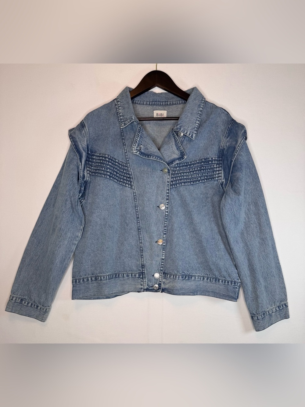 BiBi Denim Jean Moto Jacket size XL retro rockability button front casual